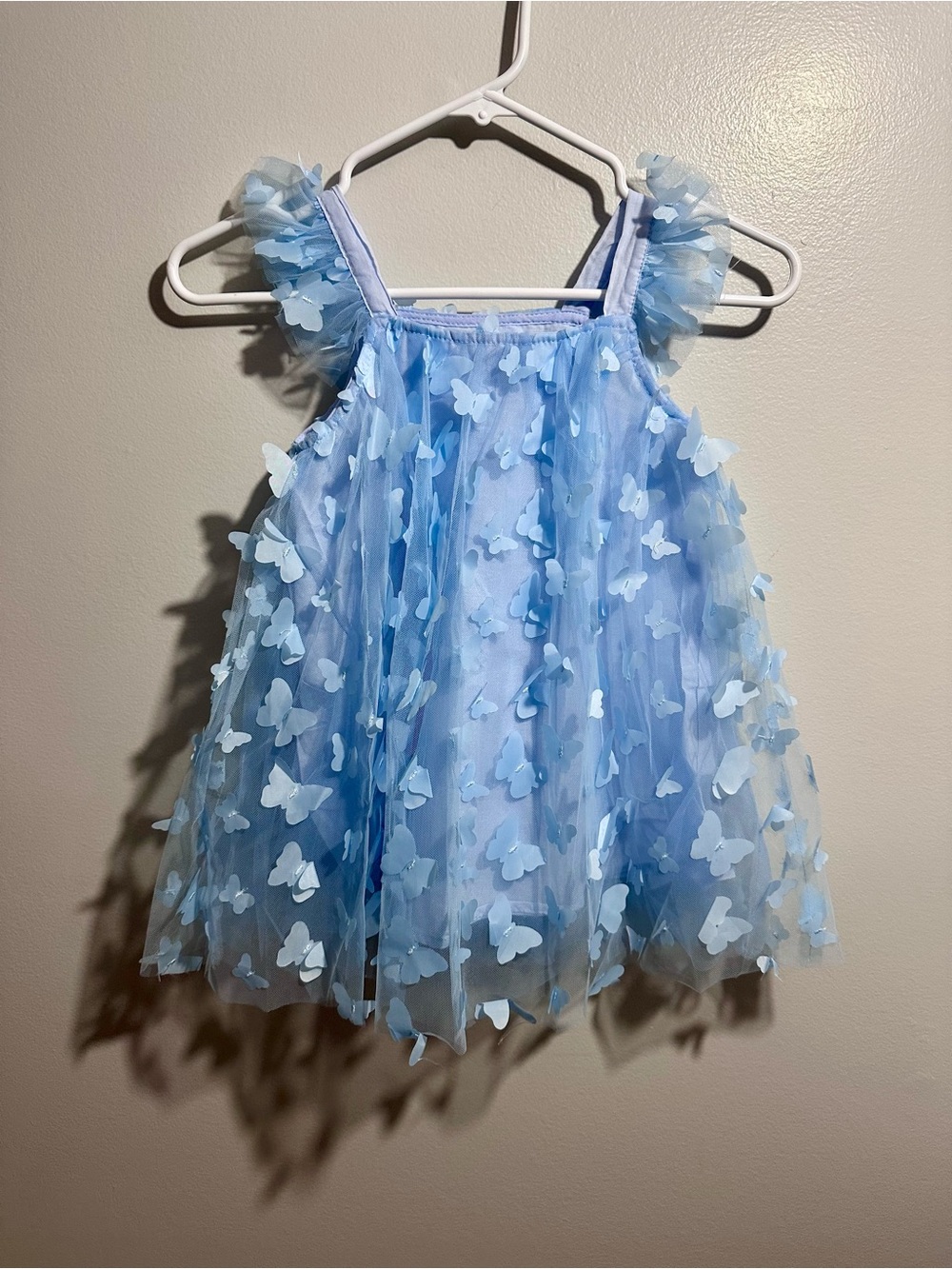 Light Blue Butterfly Tulle Dress Size 110 (5/5T) (1077)